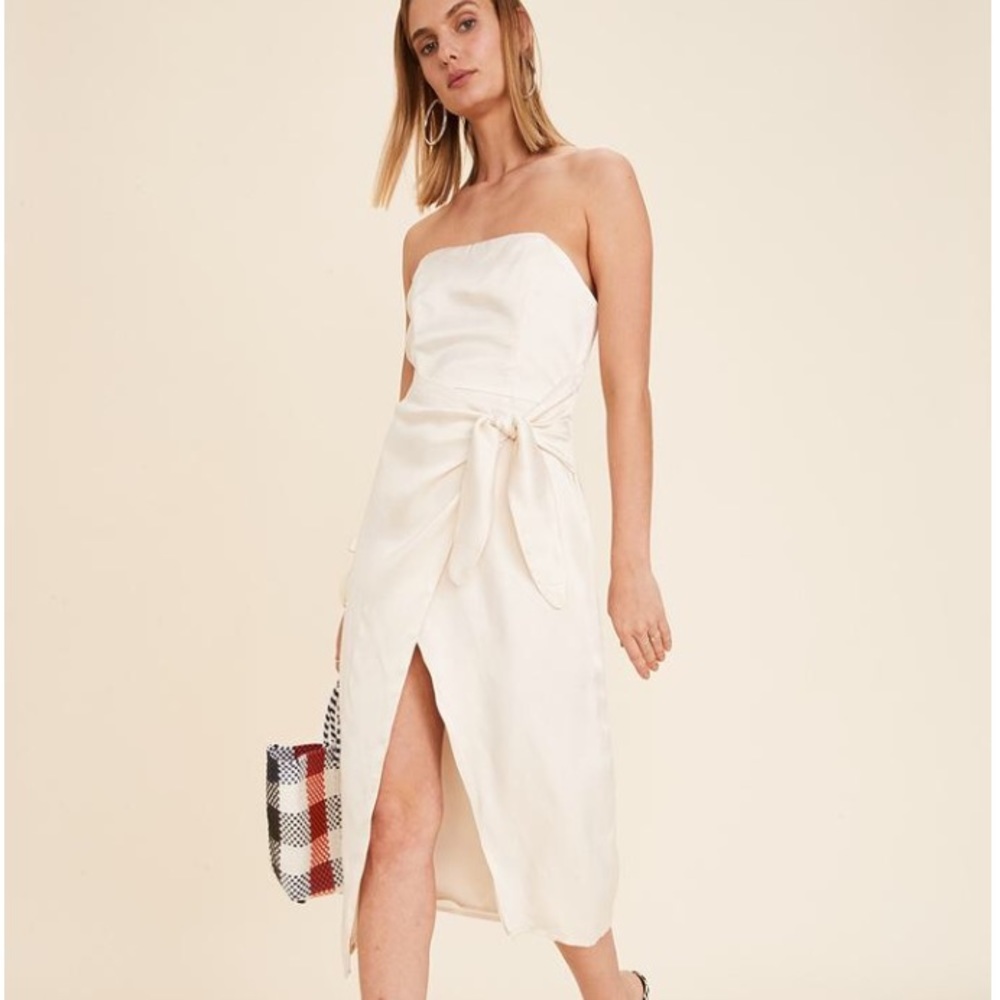 LPA White Strapless Wrap Dress